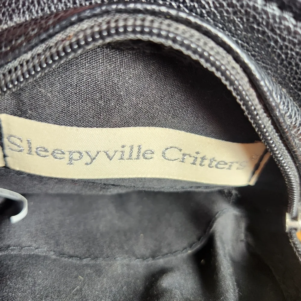 Sleepyville Critters Leather Brown Bear With Bees Kids Crossbody Purse 8 1/2